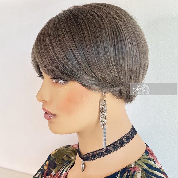 Grey Mocha Straight Bob Wig | Her Wig Closet | Betty - Picture 4 of 8